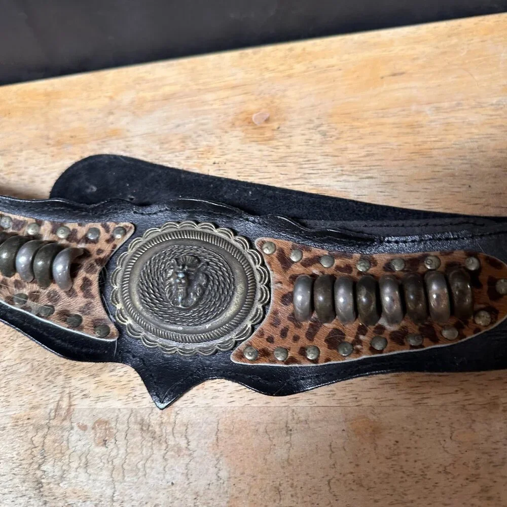 Lion Leather Leopard Skin Belt Corset Vintage Steampunk Gothic Rare